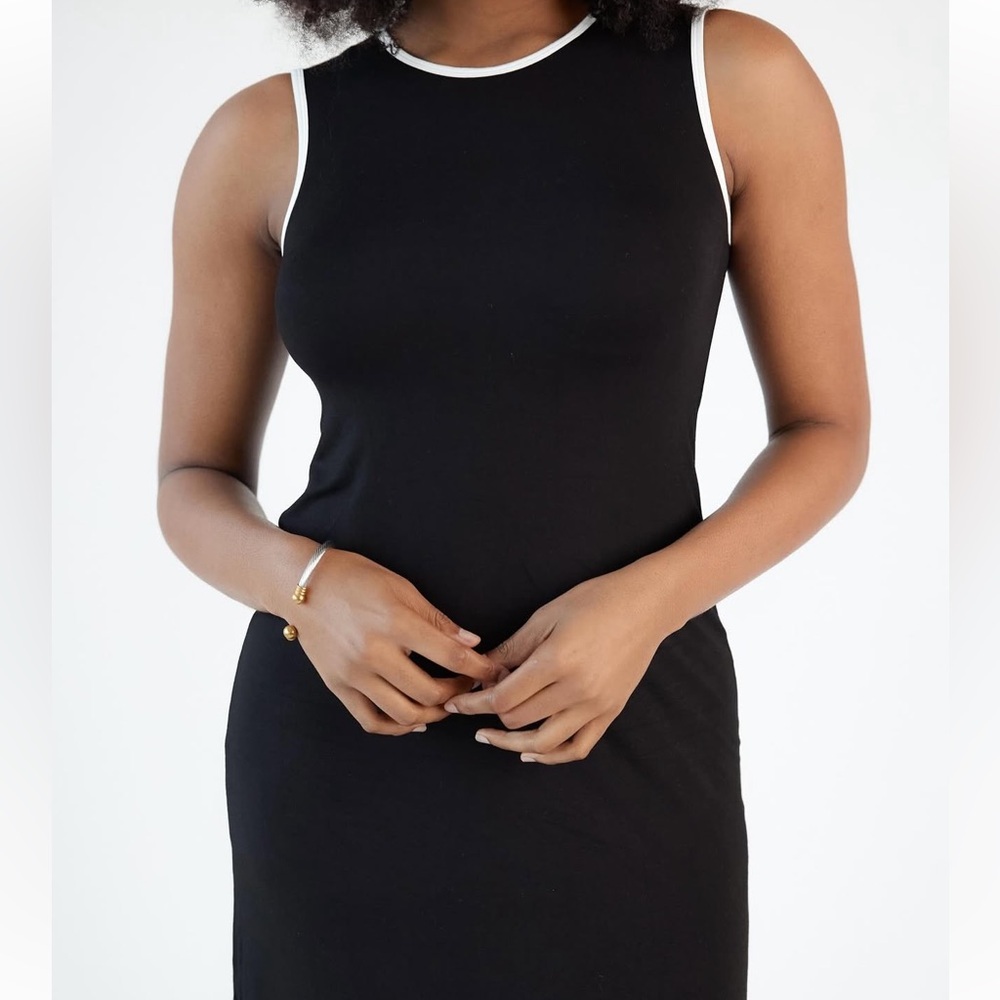 Klassy Network Black Midi dress with White Trim